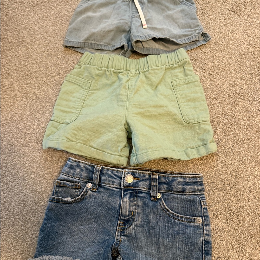 Cat & Jack girls Denim and Light Green Shorts Trio XS (4/5)